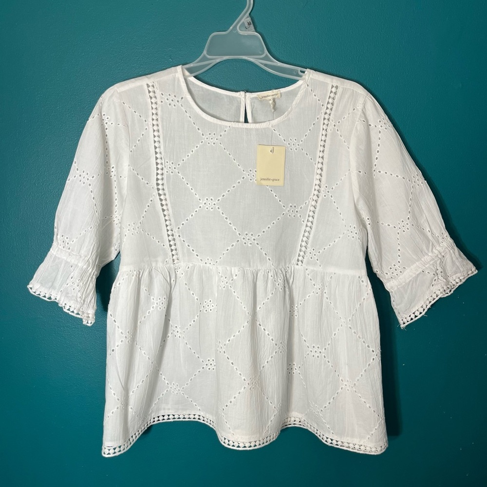 Chic White Eyelet Blouse